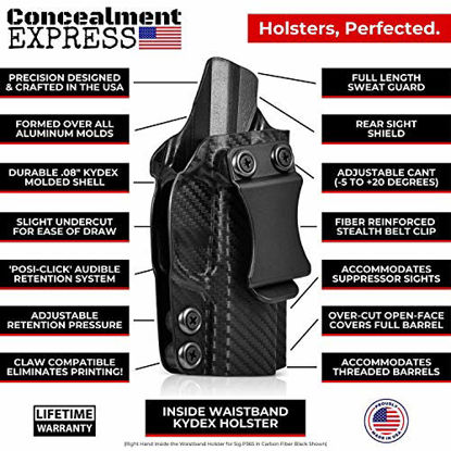 Picture of Concealment Express IWB KYDEX Holster fits S&W M&P Shield M2.0 9/40 w/INTGRTD CT LSR | Right | Black