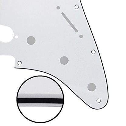 Picture of IKN 11 Hole SSS Guitar Strat Pickguard Fit USA/Mexican Standard Strat Modern Guitar Replacement, 3Ply White
