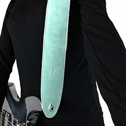 Picture of Perris Leathers Suede Guitar Strap, Soft Suede with Backing and Sheep Skin Pad, 2.5 inches Wide, Adjustable Length 41.5" to 56 inches, Teal