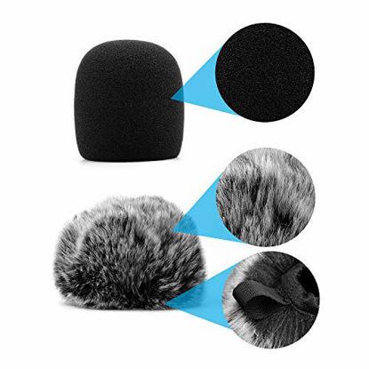 Picture of Mic Cover Compatible with Blue Yeti, ChromLives Microphone Windscreen, Foam Cover Furry Wind Muff Compatible with Blue Yeti, Yeti Pro CondenserCombo 2Pack