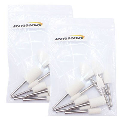 Picture of PHYHOO Polishing Buffing Wheels Wool Felt Mounted Mandrel Grinding Bits Grinder Head Polish Watch Jewelry Rotary Tool Accessories Drill Tools Attachment - 1/8 Inch Shank