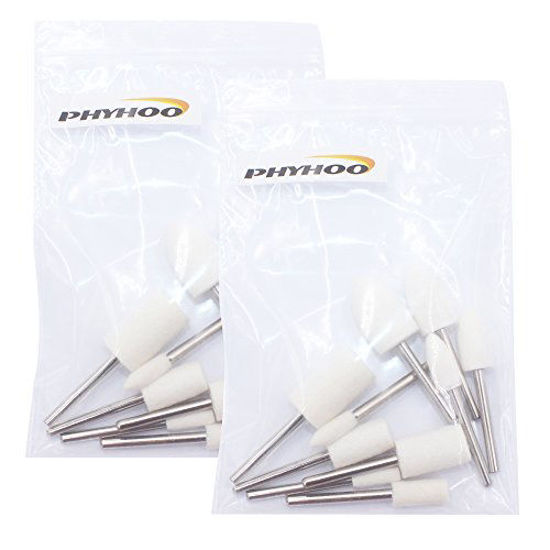 Picture of PHYHOO Polishing Buffing Wheels Wool Felt Mounted Mandrel Grinding Bits Grinder Head Polish Watch Jewelry Rotary Tool Accessories Drill Tools Attachment - 1/8 Inch Shank