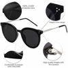 Picture of SOJOS Fashion Round Sunglasses for Women with Rivet Plastic Frame DOLPHIN SJ2068 with Black Frame/Pink Mirrored Lens