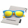 Picture of Kids Polarized Sunglasses TPEE Rubber Flexible Shades for Girls Boys Age 3-10 (Blue Frame/Gold Mirror Lens)