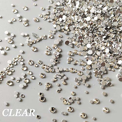 Picture of 120+1728 Pcs Clear Rhinestones Set, Round & Multi-Shape Clear Crystal Rhinestone, Flatback Rhinestones for Nails, Clothes, Face, Jewelry