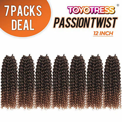 Picture of 24 Inch 7 Packs Passion Twist Hair Water Wave Crochet Braids for Passion Twist Crochet Hair Passion Twist Braiding Hair Hair Extensions (24'' 7Packs, 1B)