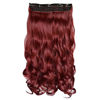 Picture of REECHO 18" 1-Pack 3/4 Full Head Curly Wavy Clips in on Synthetic Hair Extensions Hairpieces for Women 5 Clips 4.0 Oz per Piece - Wine Red