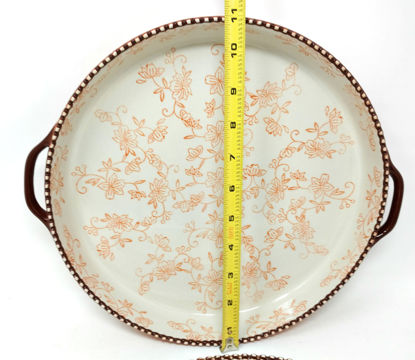 Picture of Temp-tations Set of 2 Pizza Deep Dish w/Handles Tart Pan or Shallow Pie/Quiche 11" & 9" (Floral Lace Spice)