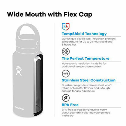 Picture of Hydro Flask Water Bottle - Stainless Steel & Vacuum Insulated - Wide Mouth 2.0 with Leak Proof Flex Cap - 32 oz, Stone