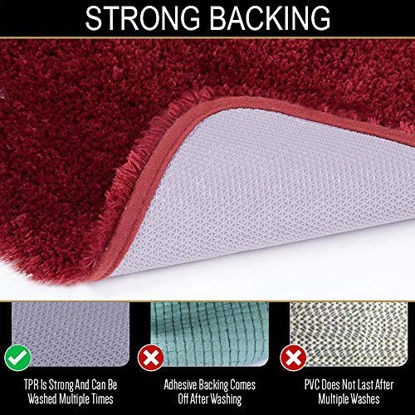 Picture of Walensee Large Bathroom Rug (24 x 60, Red) Extra Soft and Absorbent Shaggy Bathroom Mat Machine Washable Microfiber Bath Mat for Bathroom, Non Slip Bath Mat, Luxury Bathroom Floor Mats