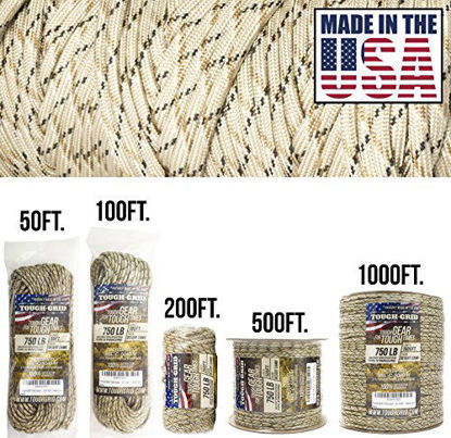 Picture of TOUGH-GRID 750lb Desert Camo Paracord/Parachute Cord - Genuine Mil Spec Type IV 750lb Paracord Used by The US Military (MIl-C-5040-H) - 100% Nylon - 100Ft. - Desert Camo