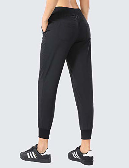 CRZ YOGA Women's Lightweight Joggers Pants with Pockets Drawstring Workout  Running Pants with Elastic Waist Black Medium