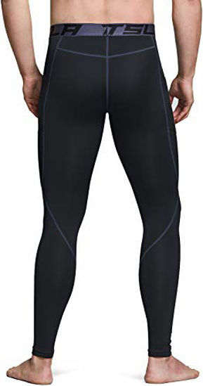 TSLA Men's Thermal Compression Pants, Athletic Sports Leggings & Running  Tights, Wintergear Base Layer Bottoms, Thermal Pocket(yup41) - Black 