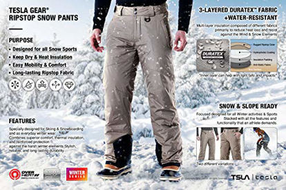 Picture of TSLA Men's Winter Snow Pants, Waterproof Insulated Ski Pants, Ripstop Windproof Snowboard Bottoms, Wonder(ykb81) - Black, X-Large