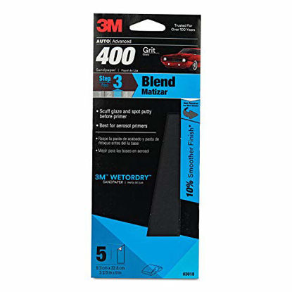 Picture of 3M Auto Advanced Wetordry Sandpaper, 03018, 400 Grit, 3 2/3 inch x 9 inch, Packaging May Vary