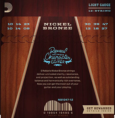 Picture of D'Addario Nickel Bronze Acoustic Guitar Strings, Light (12-String), 10-47