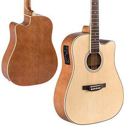Picture of Best Choice Products 41in Full Size Acoustic Electric Cutaway Guitar Set w/ 10-Watt Amplifier, Capo, E-Tuner, Gig Bag, Strap, Picks (Natural)