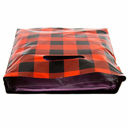 Picture of Merchandise Bags 9x12-100 Pack - Buffalo Plaid Red - Glossy Retail Bags - Shopping Bags for Boutique - Boutique Bags - Plastic Shopping Bags