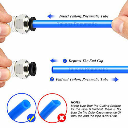 Picture of Tailonz Pneumatic Male Straight 5/16 Inch Tube OD x 1/4 Inch NPT Thread Push to Connect Fittings PC-5/16-N2 (Pack of 10)