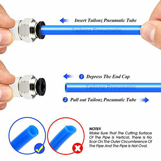 Picture of Tailonz Pneumatic Male Straight 5/16 Inch Tube OD x 1/4 Inch NPT Thread Push to Connect Fittings PC-5/16-N2 (Pack of 10)