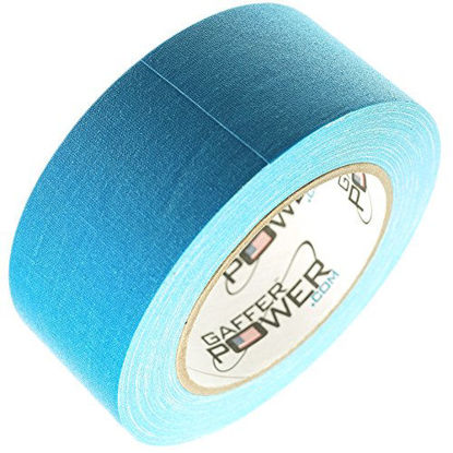 Picture of Real Professional Grade Gaffer Tape by Gaffer Power, Made in The USA, Blue Fluorescent 2 Inches by 30 Yards, UV Blacklight Reactive Fluorescent, Heavy Duty Gaffers Tape, Non-Reflective, Multipurpose.