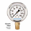 Picture of MEASUREMAN Lead-Free Glycerin Filled Pressure Gauge, 0-160psi, RV Regulator Replacement Pressure Gauge, 2" x 1/4"NPT Lower, Stainless Steel Case, Brass Inside,