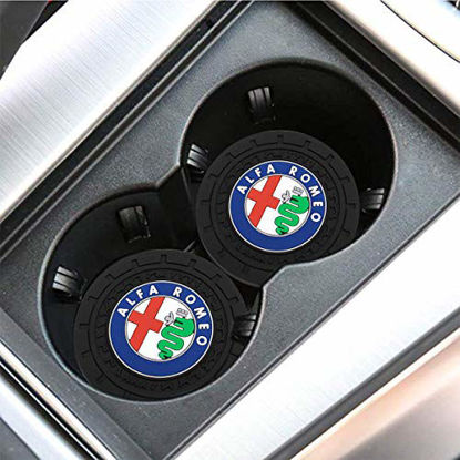 Picture of monochef Auto Sport 2.75 Inch Diameter Oval Tough Car Logo Vehicle Travel Auto Cup Holder Insert Coaster Can 2 Pcs Pack Fit Alfa Romeo Accessory