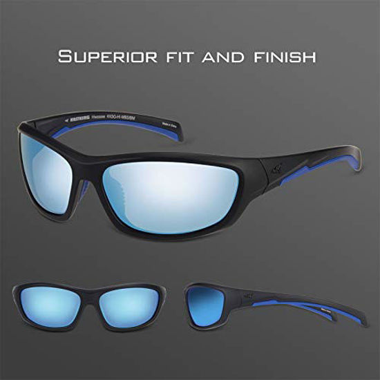 GetUSCart- KastKing Hiwassee Polarized Sport Sunglasses for Men and Women,  Matte Blackout Frame,Smoke Base Ice Mirror