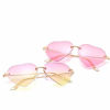 Picture of Dollger Heart Sunglasses for Women Thin Metal Frame Lovely Heart Style pink and yellow lens