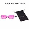 Picture of BUTABY Rectangle Sunglasses for Women Retro Driving Glasses 90s Vintage Fashion Narrow Square Frame UV400 Protection Purple