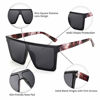 Picture of FEISEDY Fashion Siamese Lens Sunglasses Women Men Succinct Square Style UV400 B2470 (Black & Marbling, 60)