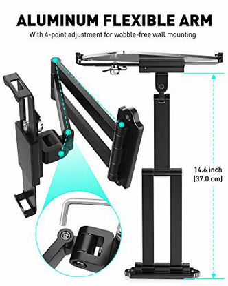 Picture of AboveTEK Tablet Wall Mount - Fits 7 to 11 Inch Tablets Including iPad, Galaxy Tab, Slate, Fire and More -Anti Theft Security Lock and Key - Adjustable Long Arm Articulating Swivel Holder