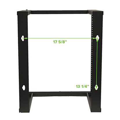 Picture of NavePoint 12U Wall Mount Open Frame 19 Inch Server Equipment Rack Threaded 16 inch Depth Black
