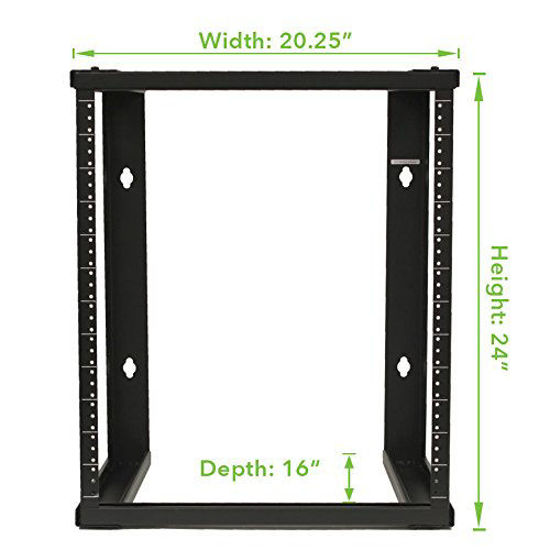 NavePoint 12U Wall-Mount Open Frame Network Rack 24.81" Depth, Threaded