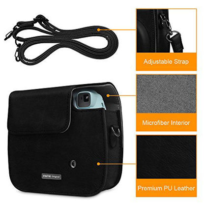Picture of Fintie Protective Case Compatible with Fujifilm Instax Mini 8 Mini 8+ Mini 9 Instant Camera - Premium Vegan Leather Bag Cover with Removable Strap, Vintage Black