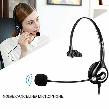 Picture of Corded USB Headsets Mono with Noise Cancelling Mic and in-line Controls, Wantek UC Business Headset for Skype, SoftPhone, Call Center, Crystal Clear Chat, Super Lightweight, Ultra Comfort (UC600)