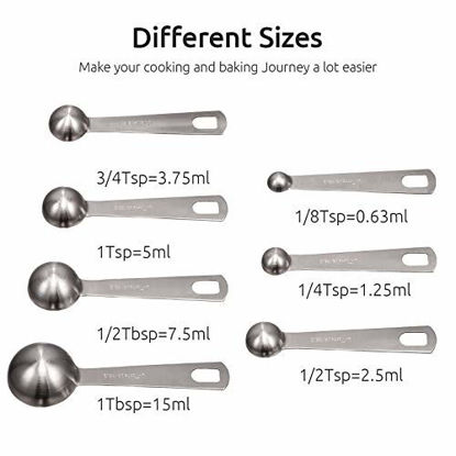 Picture of Measuring Spoons: U-Taste 18/8 Stainless Steel Measuring Spoons Set of 7 Piece: 1/8 tsp, 1/4 tsp, 1/2 tsp, 3/4 tsp, 1 tsp, 1/2 tbsp & 1 tbsp Dry and Liquid Ingredients