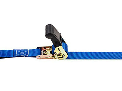 Picture of AUGO Ratchet Tie Down Straps - Cargo Straps for Moving Appliances, Lawn Equipment, Motorcycle - 500 Load Capacity & 1,500 Lbs Breaking Strength - 4 Pack & 4 Bonus Soft Loops