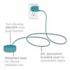 Picture of Cordinate, Teal, Designer Switch Plug with Braided Cord, 6 Ft Long Power Cable, for Tabletop or Wall Mount, Perfect for Lamps/Seasonal Lights, 3 Prong, Slip Resistant Base, 50891, 1 Pack