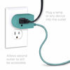 Picture of Cordinate, Teal, Designer Switch Plug with Braided Cord, 6 Ft Long Power Cable, for Tabletop or Wall Mount, Perfect for Lamps/Seasonal Lights, 3 Prong, Slip Resistant Base, 50891, 1 Pack