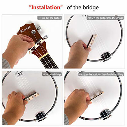 Picture of Banjo Ukulele Concert Size 23 Inch With Bag Tuner Strap Strings Pickup Picks Ruler Wrench Bridge (Red)