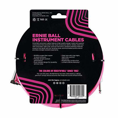 Picture of Ernie Ball Instrument Cable, 1/4" Right Angle, Neon Pink, 10 ft. (P06078)