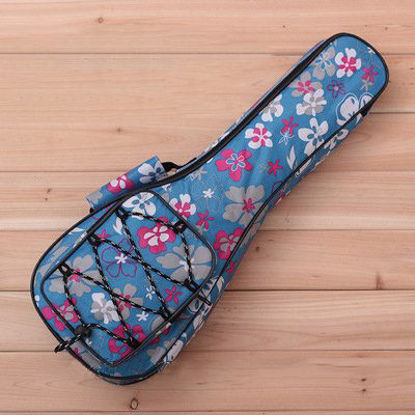 Picture of HOT SEAL 10MM Waterproof Durable Colorful Ukulele Case Bag with Storage (21in, Blue flowers)