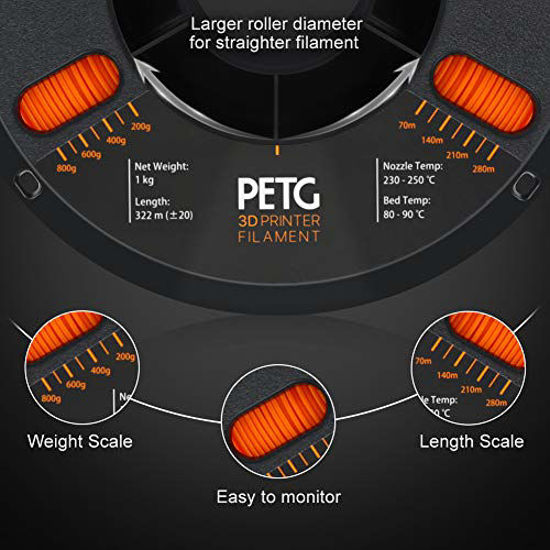 Picture of OVERTURE PETG Filament 1.75mm with 3D Build Surface 200 x 200 mm 3D Printer Consumables, 1kg Spool (2.2lbs), Dimensional Accuracy +/- 0.05 mm, Fit Most FDM Printer (Orange)