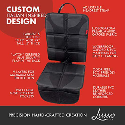 Picture of Lusso Gear Car Seat Protector with Thickest Padding - Featuring XL Size (Best Coverage Available), Durable, Waterproof 600D Fabric, PVC Leather Reinforced Corners & 2 Large Pockets for Handy Storage