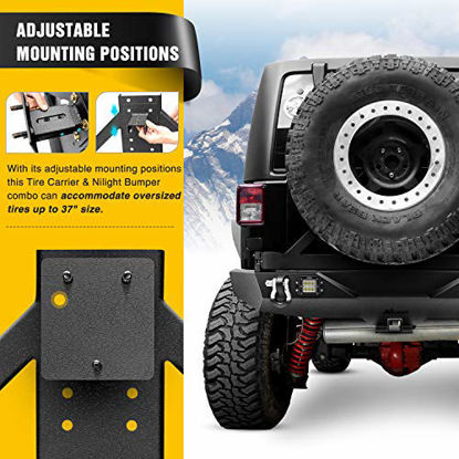 Picture of Nilight Rear Bumper & Spare Tire Rack & Hitch Receiver w/2 LED Lights Compatible for 2007-2018 Jeep Wrangler JK for 2007-2018 Jeep Wrangler JK & Unlimited