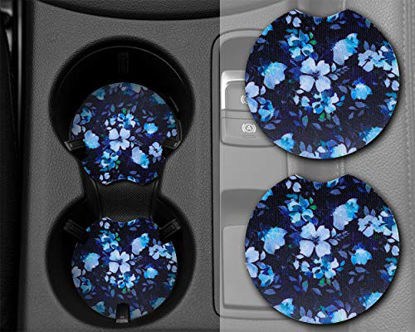 Picture of YR 2.75 Inches Car Coasters for Drinks Absorbent, Cute Car Coasters for Women, Removable Cup Holder Coaster for Your Car, Auto Accessories for Women & Girls, Set of 2 -White Flower