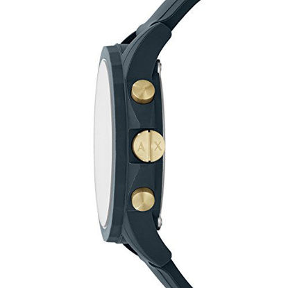 Picture of Armani Exchange Men's Outerbanks Silicone Watch, Color: Gold/Blue Silicone (Model: AX1335)