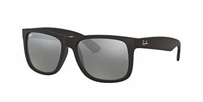Picture of Ray-Ban unisex adult Rb4165 Justin Sunglasses, Black Rubber/Grey Mirror, 51 mm US