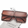 Picture of GRFISIA Square Oversized Sunglasses for Women Men Flat Top Fashion Shades (tea frame/tea lens, 2.56)